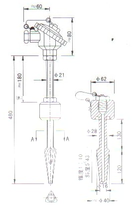 熱套式(shi)熱電偶(ou)（熱電阻(zu)）産品結(jié)構圖
