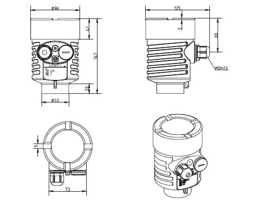 雙纜(lan)導波雷(léi)達物位(wei)計外殼(ké)尺寸圖(tu)