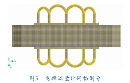 電(dian)磁流量(liàng)計網格(ge)劃分圖(tu)示