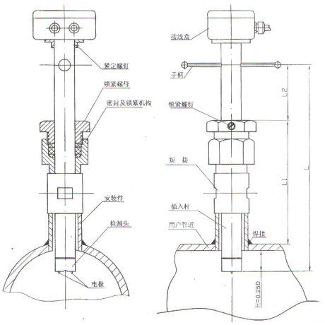 不帶(dai)球閥傳感器整體(ti)結構圖