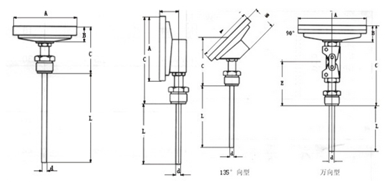 雙(shuāng)金屬溫度計安(an)裝形式