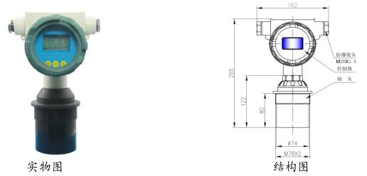 一體式超聲(shēng)波液位計防(fang)爆型圖示